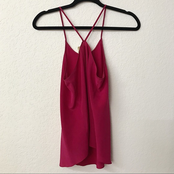 Rory Beca 100% Silk Pink Split Strap Tank - Picture 3 of 5